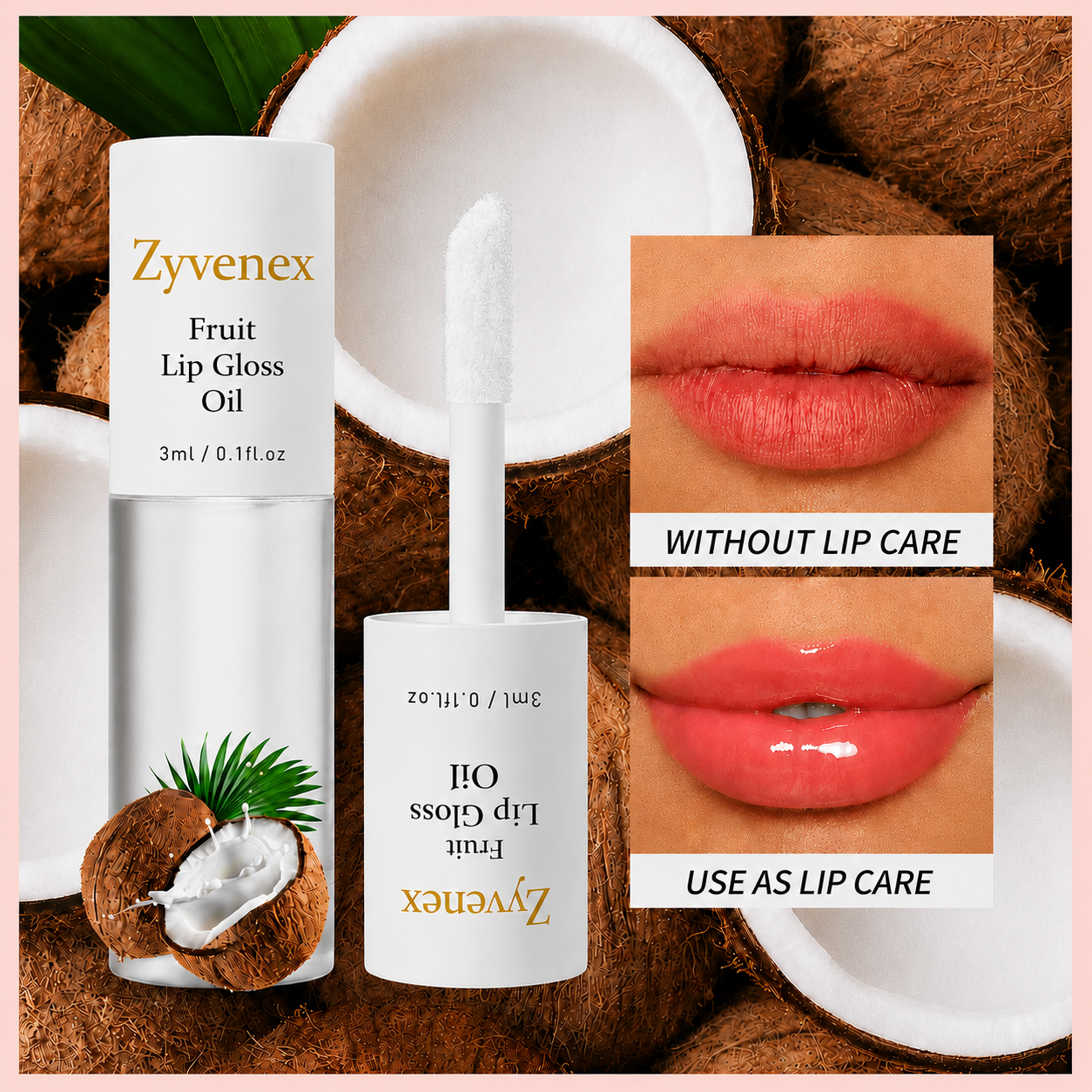 🔥LAST DAY 60% OFF💋 Get the Perfect Lip✨ Zyvenex Tinted Fruit Lip Gloss Oil - For Lush, Hydrated Lips with a Natural Glow! 💖
