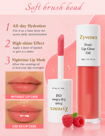 🔥LAST DAY 60% OFF💋 Get the Perfect Lip✨ Zyvenex Tinted Fruit Lip Gloss Oil - For Lush, Hydrated Lips with a Natural Glow! 💖