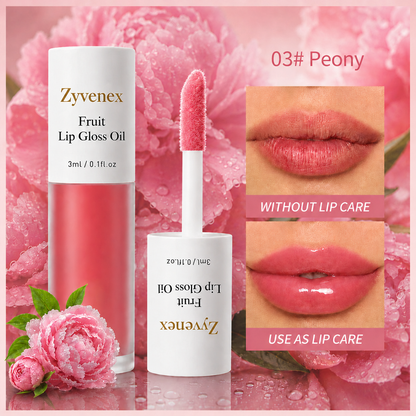🔥LAST DAY 60% OFF💋 Get the Perfect Lip✨ Zyvenex Tinted Fruit Lip Gloss Oil - For Lush, Hydrated Lips with a Natural Glow! 💖