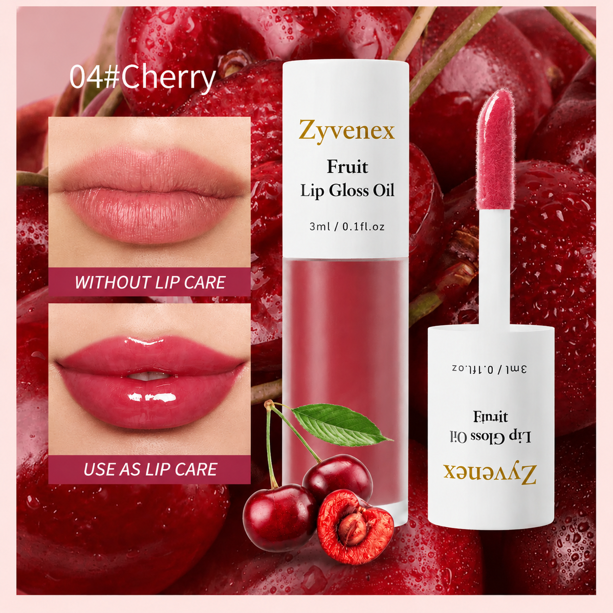 🔥LAST DAY 60% OFF💋 Get the Perfect Lip✨ Zyvenex Tinted Fruit Lip Gloss Oil - For Lush, Hydrated Lips with a Natural Glow! 💖