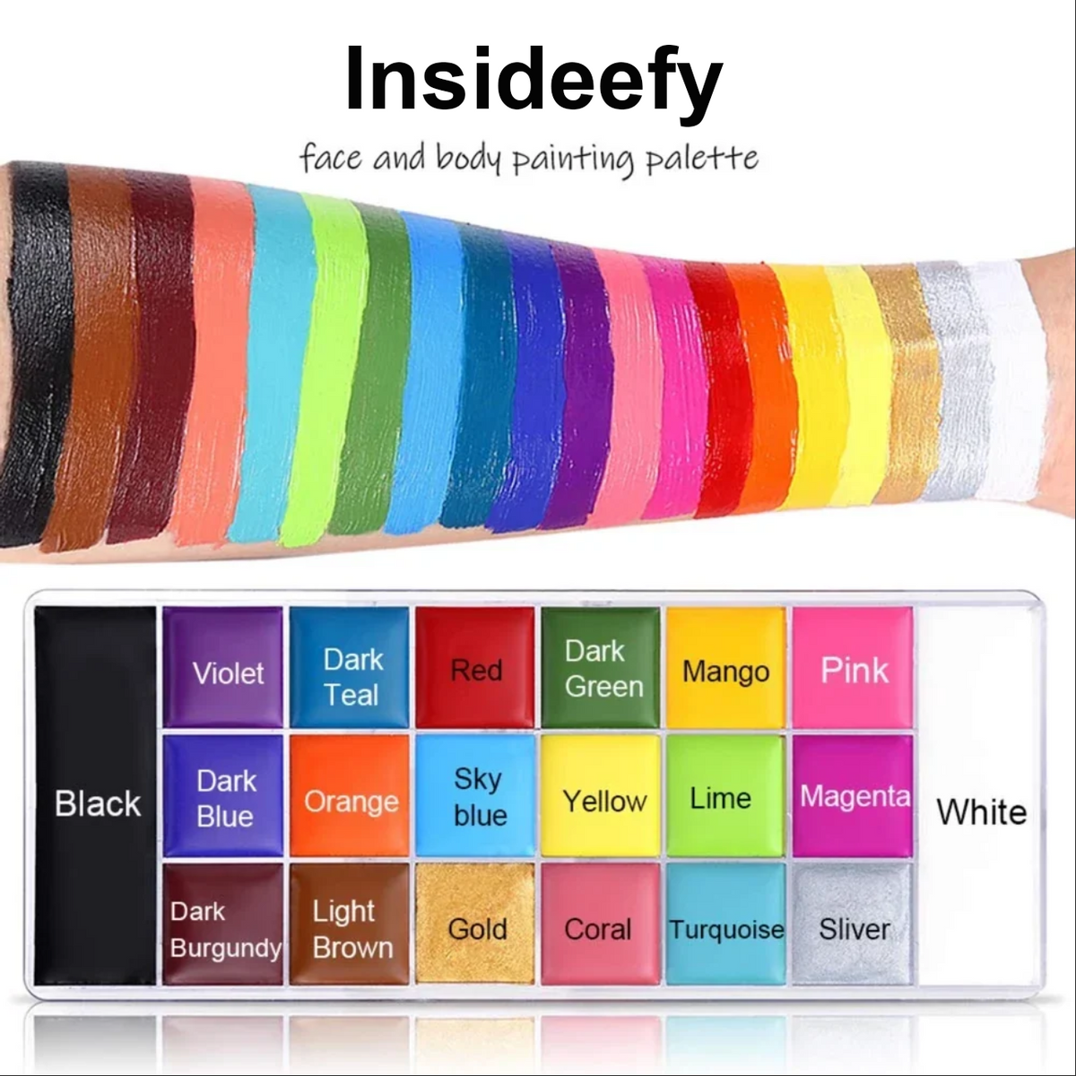 Insideefy 20 Color Face Body Paint Set