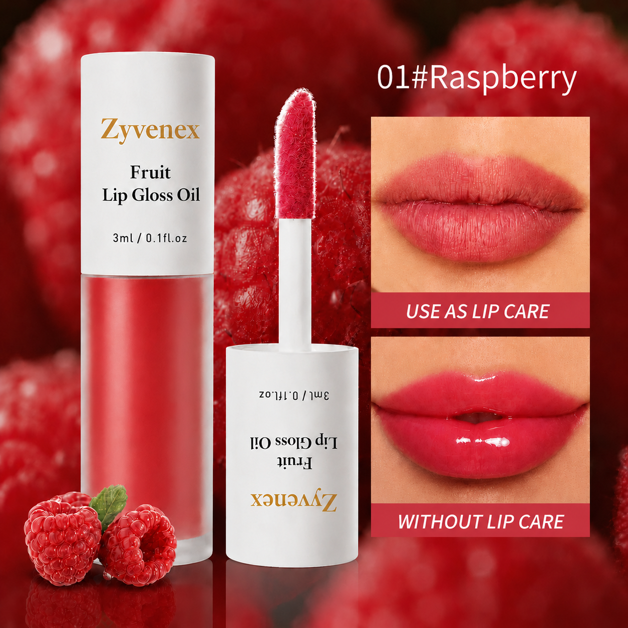 🔥LAST DAY 60% OFF💋 Get the Perfect Lip✨ Zyvenex Tinted Fruit Lip Gloss Oil - For Lush, Hydrated Lips with a Natural Glow! 💖