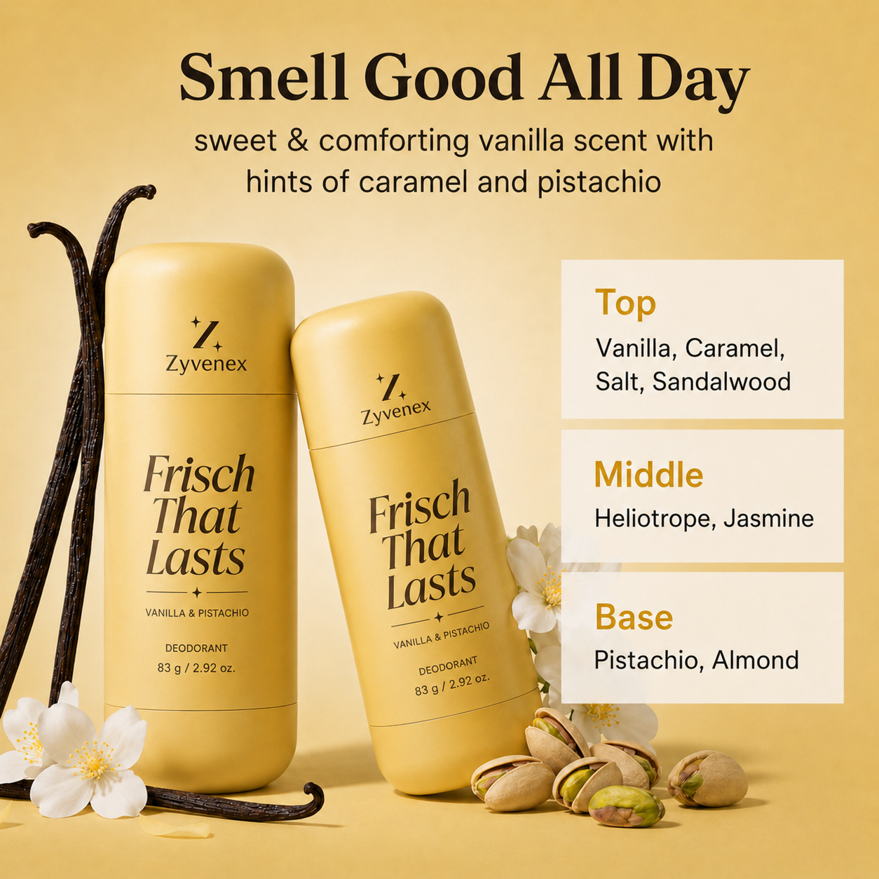 ✨ Zyvenex® Vanilla Pistachio Brightening Deodorant — Smooth skin Underarms in Just Weeks 💛 ✨