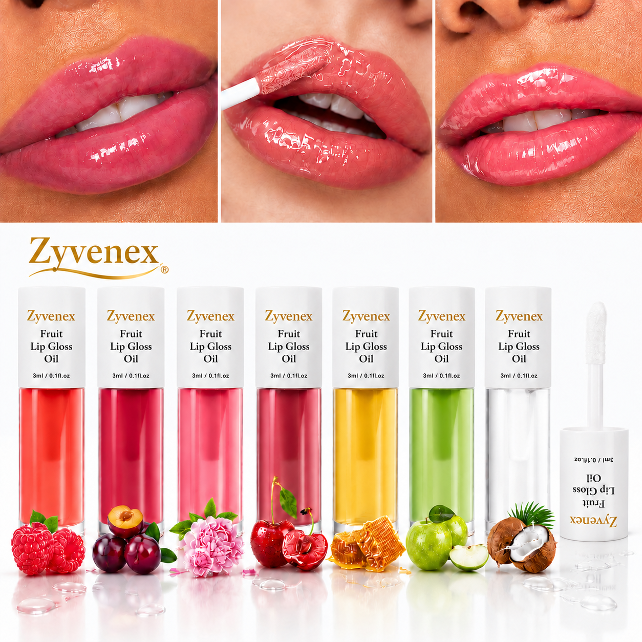 🔥LAST DAY 60% OFF💋 Get the Perfect Lip✨ Zyvenex Tinted Fruit Lip Gloss Oil - For Lush, Hydrated Lips with a Natural Glow! 💖