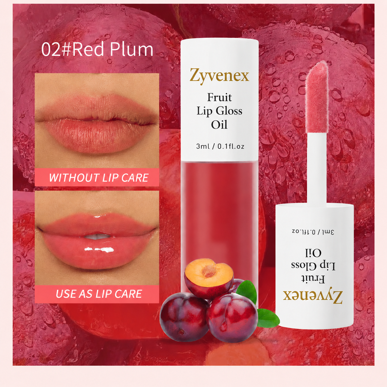 🔥LAST DAY 60% OFF💋 Get the Perfect Lip✨ Zyvenex Tinted Fruit Lip Gloss Oil - For Lush, Hydrated Lips with a Natural Glow! 💖