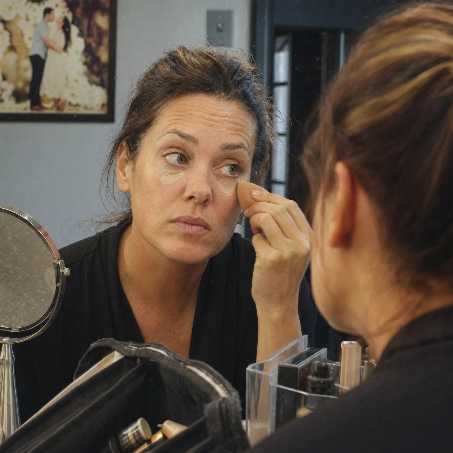 Woman noticing skincare concerns