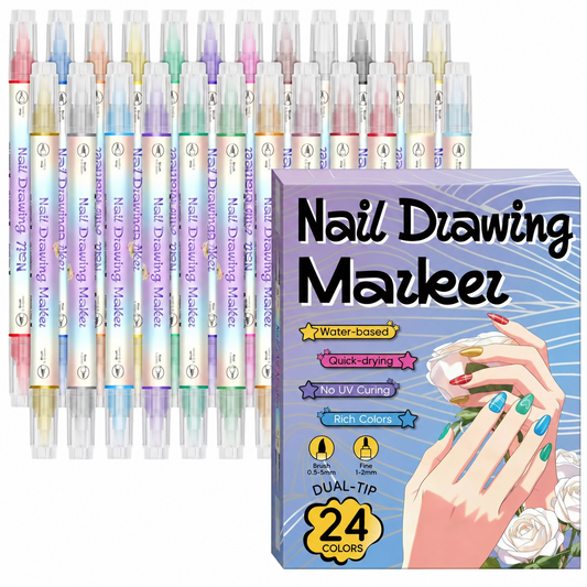 12/24-Color Nail Drawing Marker Set – Quick-Drying, Portable Tools for Home or Salon Use